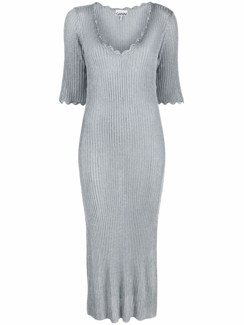 Ganni Ribbed knit long dress for Women 