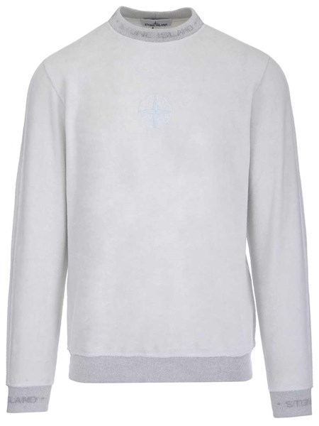 Stone Island Uomo Felpa girocollo grigia in pile | Al Duca d'Aosta