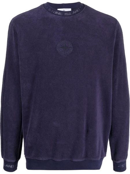 Stone Island Uomo Felpa girocollo blu in pile | Al Duca d'Aosta