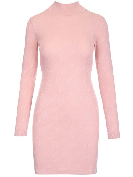 Fendi Blush pink viscose fitted dress 