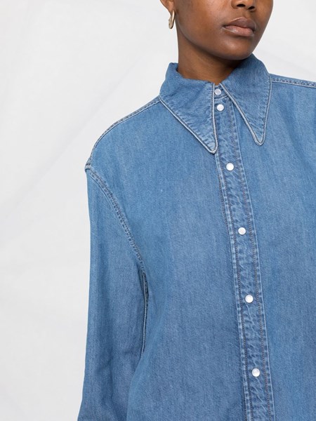 Ganni Long shirt in vintage blue denim 