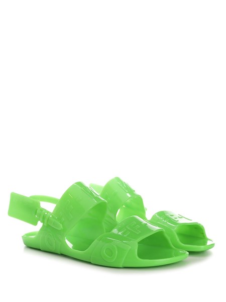 off white jelly sandals green