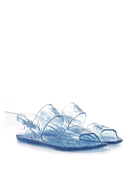 off white jelly sandals blue