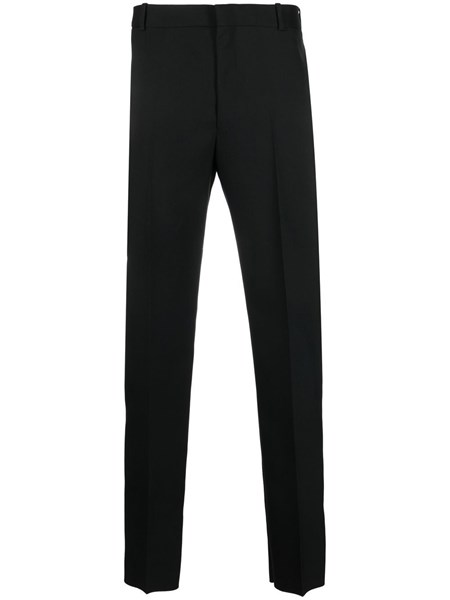 Mens Cigarette Fit Wool Trousers