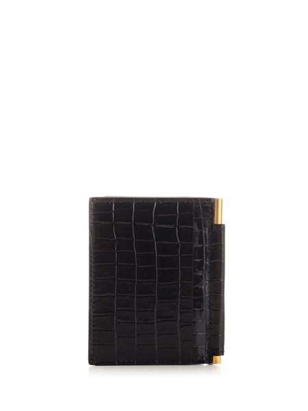 Tom Ford Black crocodile print folding card holder with money clip for Men  - US | Al Duca d'Aosta