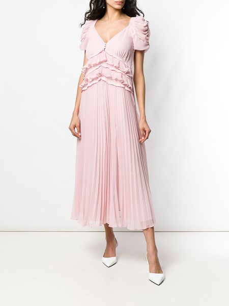 self portrait pink chiffon midi dress