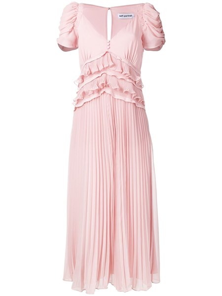 self portrait pink chiffon midi dress