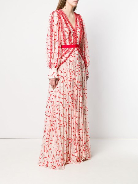 crescent printed chiffon midi dress