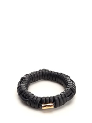 Loewe + Paula's Ibiza Leather And Gold-tone Wrap Bracelet in Black