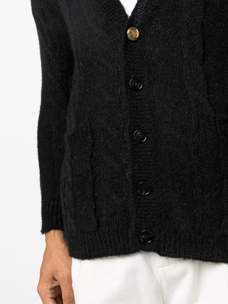 Cable-knit V-neck cardigan