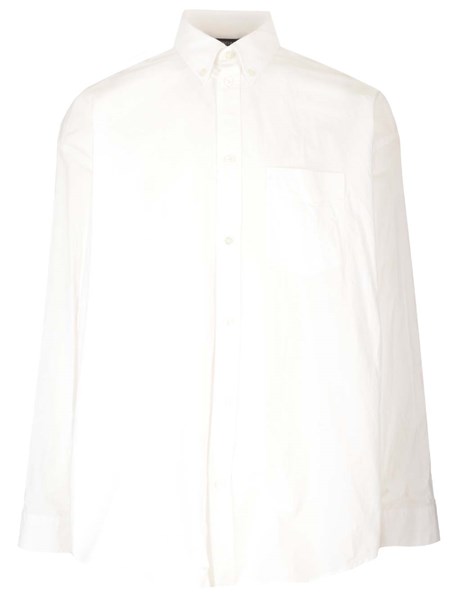 Louis Vuitton Men's White Cotton Emblem Classic Collar Shirt