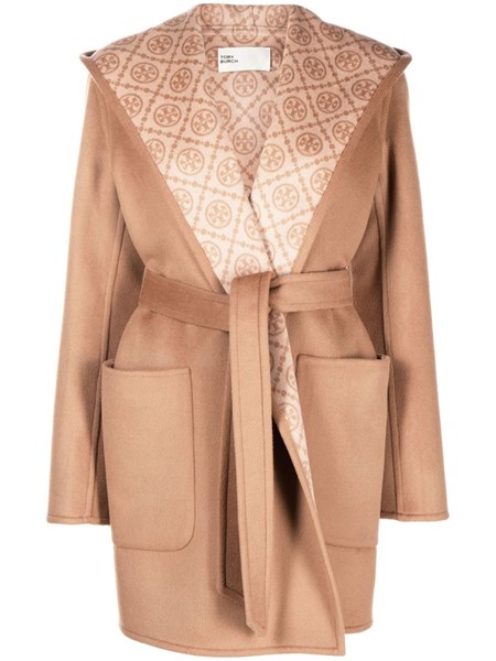 Louis Vuitton Signature Hooded Wrap Robe Coat Beige. Size 38