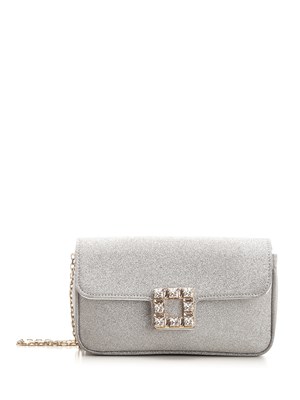 Roger Vivier - Jeu de Fille Strass Buckle Clutch Bag in Velvet, Black, Handbags