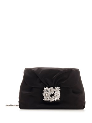 Roger Vivier - Jeu de Fille Strass Buckle Clutch Bag in Velvet, Black, Handbags