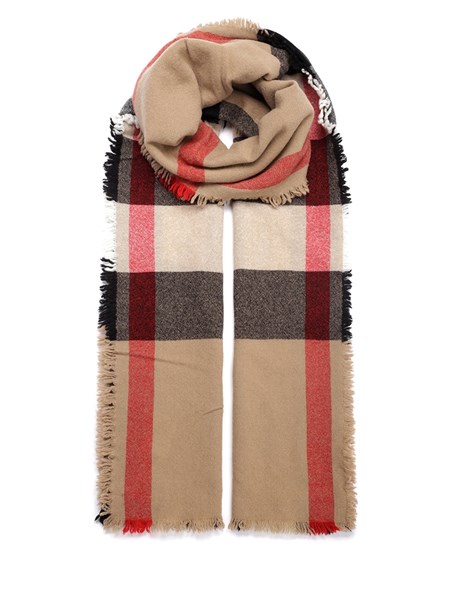 burberry fringed check wool cashmere scarf