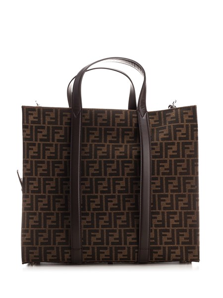 Fendi Leather Monogram-print Tote Bag in Brown for Men