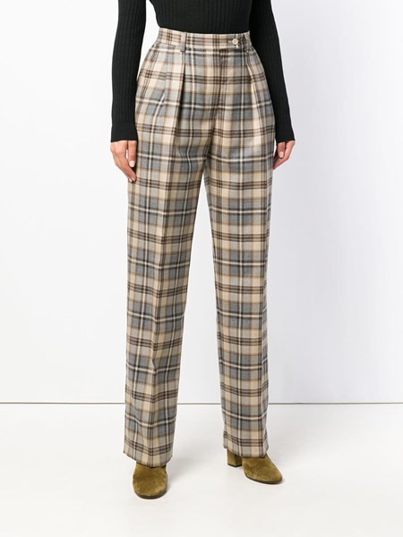 high waisted checked trousers